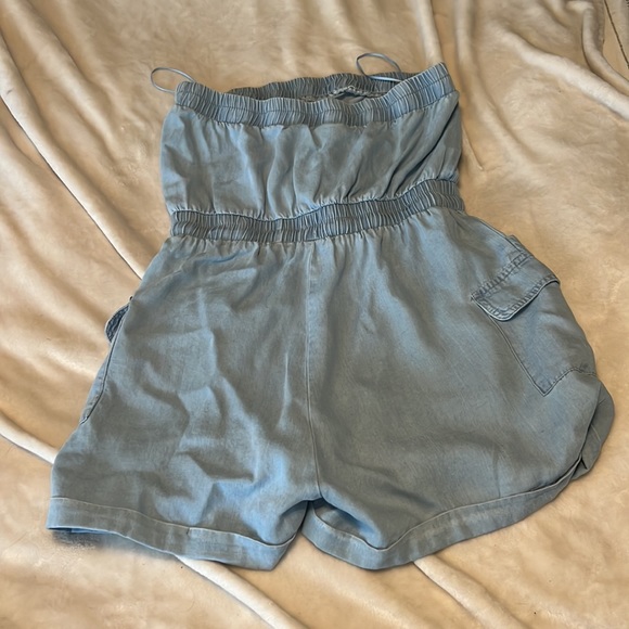 Medium Denim Strapless Romper - Picture 2 of 3